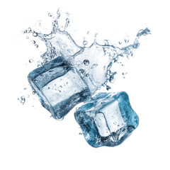Obraz premium Ice Cubes Splashing in Water: A Refreshing Summer Drink , isolated on white background png