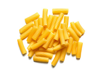 Raw Tortiglioni Pasta Isolated on White Background