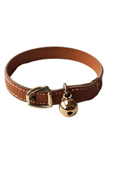 Isolated Brown Leather Cat Collar
