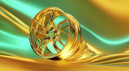 Golden Wheel on Flowing Fabric