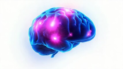 Futuristic blue brain with pink neural networks animation video. Cognitive science animated footage clip seamless HD motion graphics. Human cognition. Artificial intelligence concept - Powered by Adobe