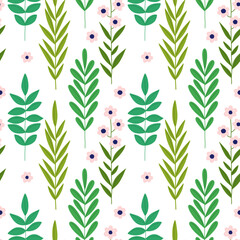 Seamless pattern with branches and flowers. Pattern for background, covers and fabric.
