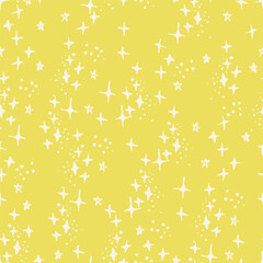 Hand Drawn Shining Stars Vector Seamless Pattern