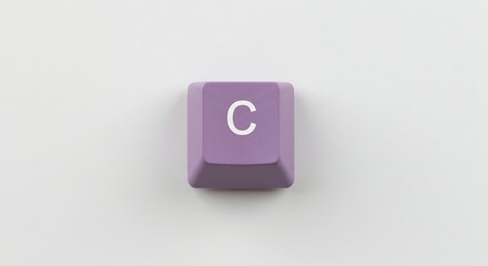 Isolated purple computer keyboard key with the letter C on white background