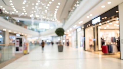 Shopping experience in a modern mall with blurred background and defocused details