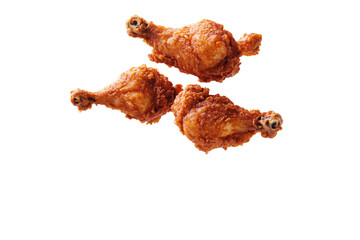 Crispy fried chicken drumsticks float in a delicious abyss of black