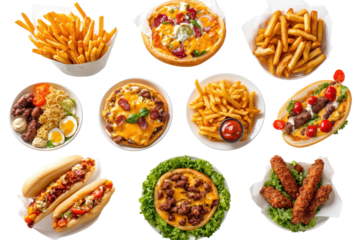 Culinary Cascade Fried delights savory pizzas  stuffed subs in a delicious spread