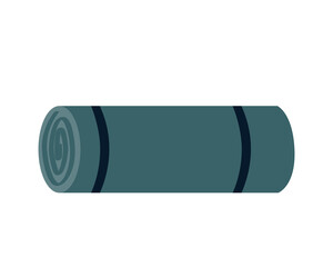 Yoga or camping mat icon. Folded Rubber rug for fitness training. Trekking of hiking carpet tool for tourism. Flat isolated vector illustration on white background.