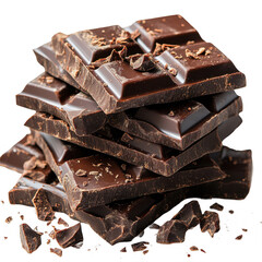 Delicious dark chocolate bars stacked for gourmet dessert and indulgence on transparent background
