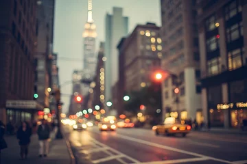 Fototapete New york cityscape photography blurred urban evening scene with soft aesthetic viewpoint © nilawan