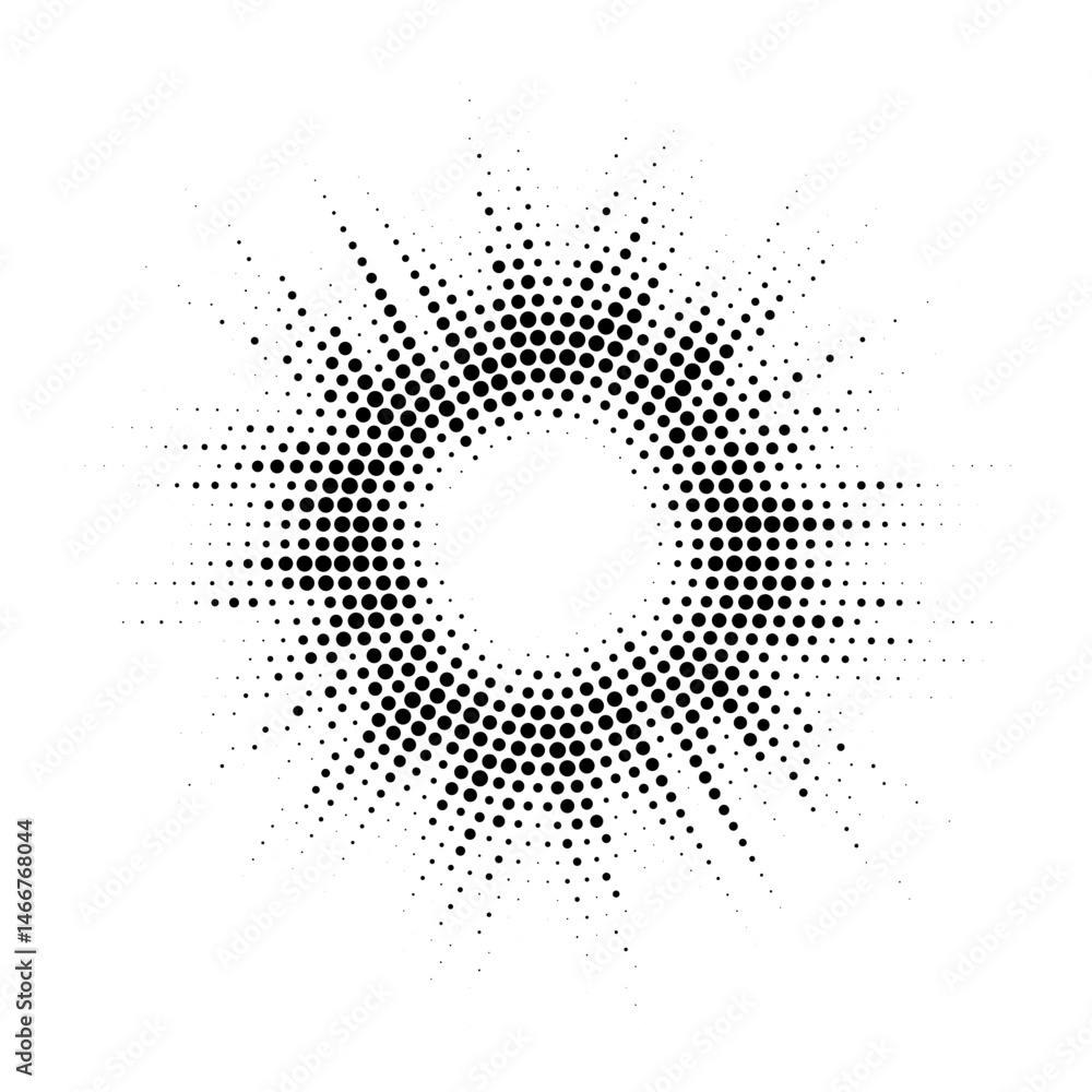 Poster Halftone Background. Glowing light Halftone effect. Abstract grunge Starburst halftone dots background set. Star Flare, Shine light halftone texture. Retro background, pop art style.
