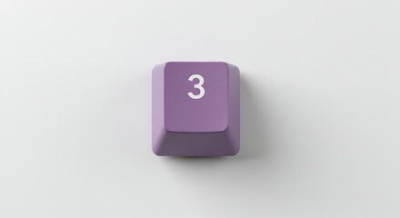 Purple Number 3 Keycap on White Background