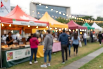 Vibrant food festival scene with blur background outdoor venue focused event atmosphere