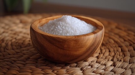 Fototapeta premium A wooden bowl filled with salt
