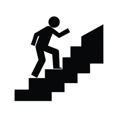 Silhouette of Person Climbing Stairs Vector