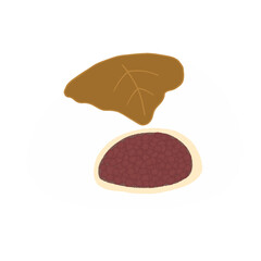 Red bean mochi, hand drawn, cartoon