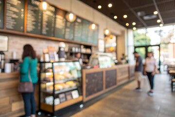 Cozy urban coffee shop vibe blurry action in a defocused lifestyle scene