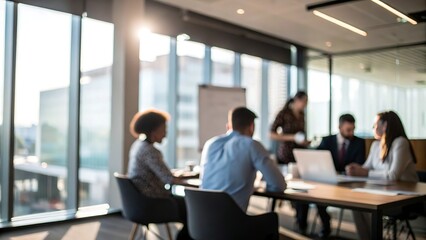 Blurred background business meeting action in modern office environment