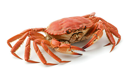 Cooked Red Crab Isolated On White Background Showing Shell And Legs Details Perfect For Food Photography