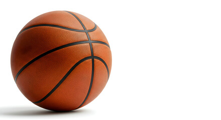 Detailed Orange Basketball Isolated On White Background With Textured Surface And Black Lines