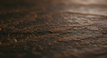Detailed Macro View of a Dark Textured Surface with Sparkling Golden Particles