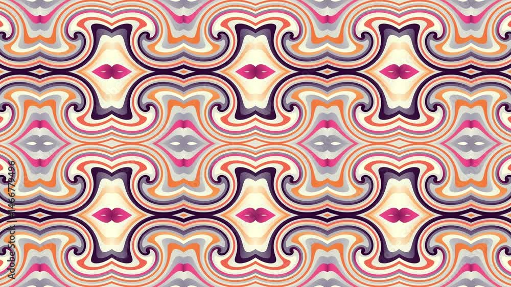 Poster Trendy swirl pattern background with gently moving swirling organic shapes in pastel colors. This abstract motion background animation is 4k