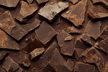 Dark Chocolate Chunks Close Up Overhead Shot Delicious Sweet Treat Food Photography Studio Lighting Dessert Ingredient