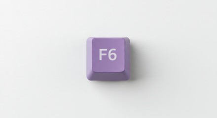 Close-up of a single purple F6 keycap on a white background
