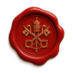 Embossed Papal Insignia on Red Ecclesiastical Seal