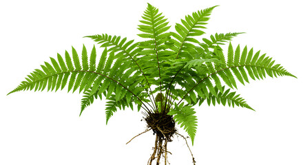 Fototapeta premium Isolated Vibrant Green Fern Plant Showing Intricate Leaf Detail Against White Background