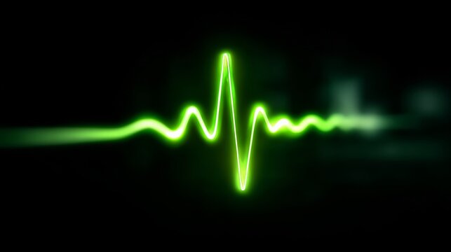 Neon green EEG sinus rhythm waveform displayed against a dark background