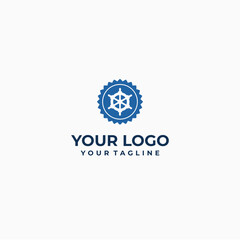 Maritime Industry Logo with Anchor and Waves