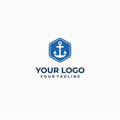 Maritime Industry Logo with Anchor and Waves
