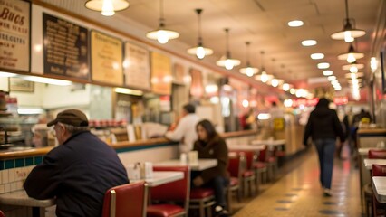 Dining experience in a cozy diner new york city blurred background warm atmosphere