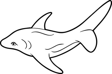 angel shark outline vector illustration line art