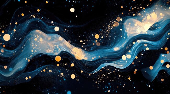 Abstract swirling nebula with golden dust