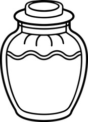 Honey jar outline vector illustration line art coloring book page