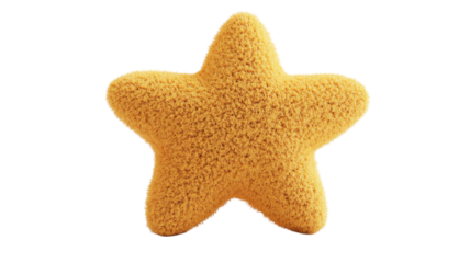 Soft Yellow Plush Star Shape Isolated on White Background