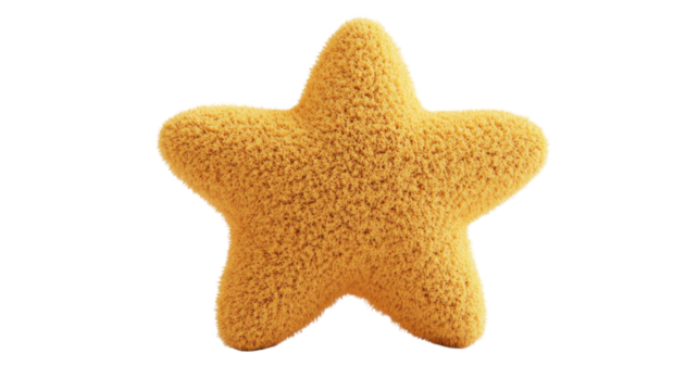 Soft Yellow Plush Star Shape Isolated on White Background