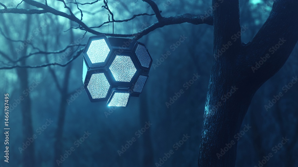 Poster underwater scene with bubbles and abstract shapes captured in ethereal soft light
