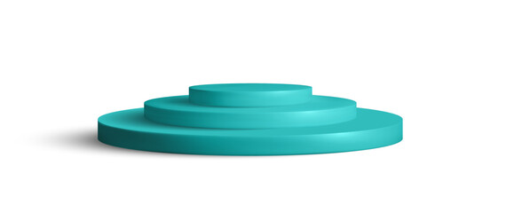 Blue turquoise Podium background 3D platform. Product cosmetic studio vector. Luxury beauty stand mockup. 