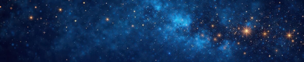 Obraz premium Dark blue canvas, scattered gold stars and speckles , starry night, astronomy, dark