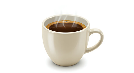 Obraz premium Steaming Coffee In Beige Ceramic Mug Isolated On White Background