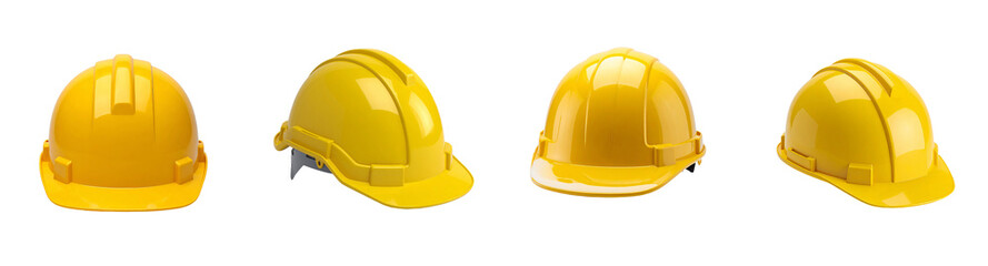 Yellow Hard Hats Construction Safety Helmets Isolated Transparent Background PNG