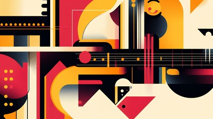 Obraz premium Abstract Geometric Guitar Music Composition