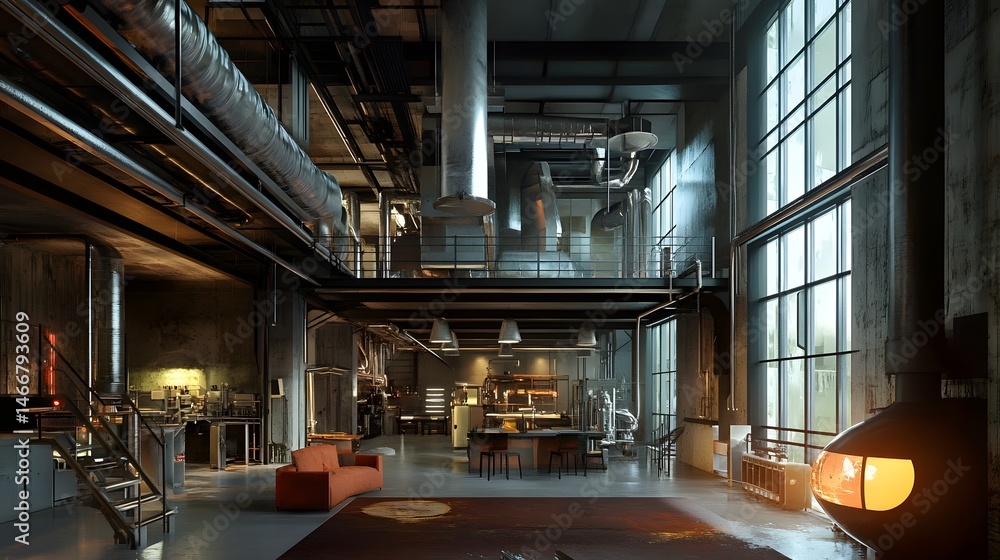 Poster a large, empty room with a lot of windows and a lot of light. the room is mostly empty, with only a 