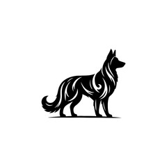 vector illustration of a black dog silhouette 