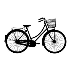 Classic silhouette of a bicycle with a basket