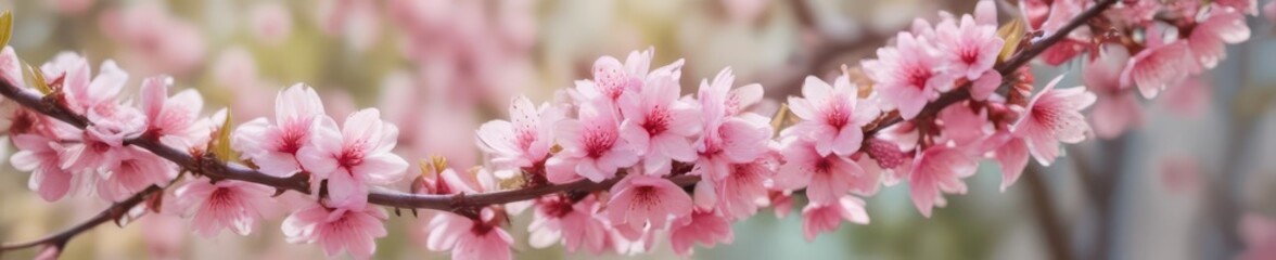 Fototapeta premium Close-up of vibrant spring blossoms, soft bokeh background, flora, petals