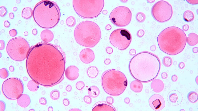 Hematological slide of Microscopic image showing severe microcytic hypochromic anemia. nRBC, Tear drop cell and others abnormal RBC present.